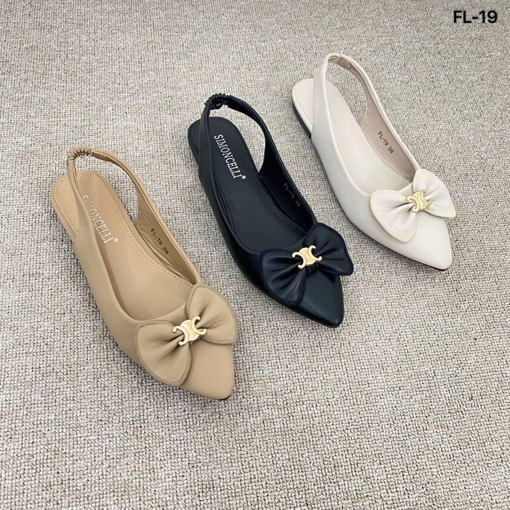Simoncelli Sepatu Flat Tali Belakang Wanita | Sepatu Daily | Kantor | Sepatu Kerja Import FL-19