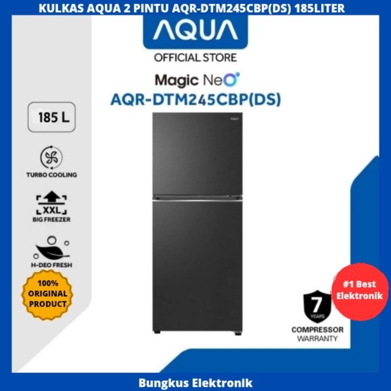 KULKAS AQUA 2 PINTU AQR-DTM245CBP(DS) 185LITER KULKAS AQUA 2PINTU