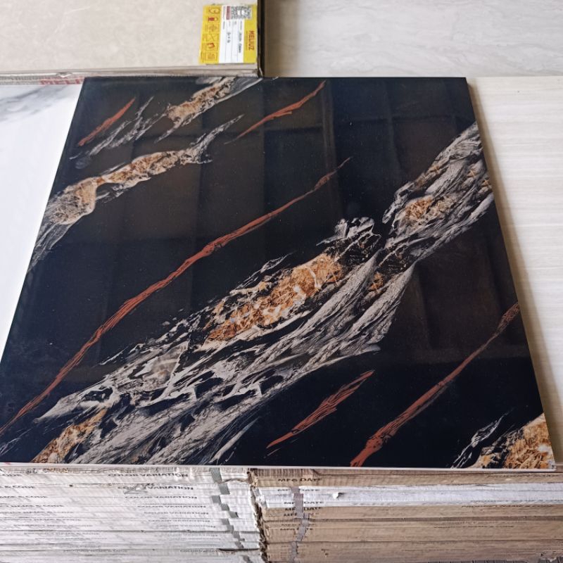 Granit lantai 60x60 hitam motif marmer mexico black