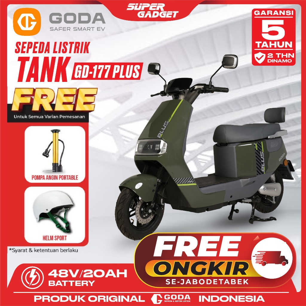 GODA 177 PLUS TANK Sepeda Listrik 48V 20Ah Garansi Resmi