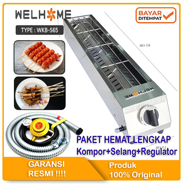 Kompor Gas Panggangan Sate, Sosis 1 tungku 65cm Welhome WKB-S65 - Termurah