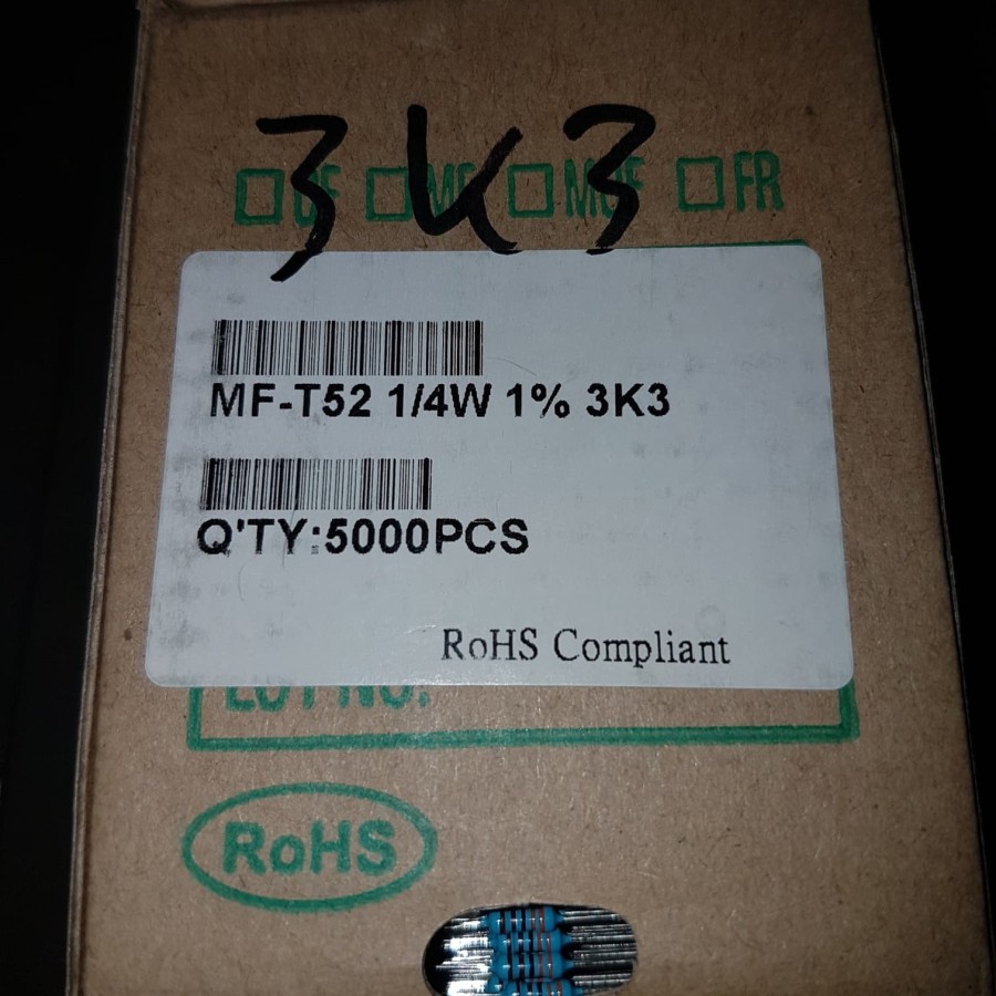 Resistor 3K3 Ohm 1/4W 1% MF