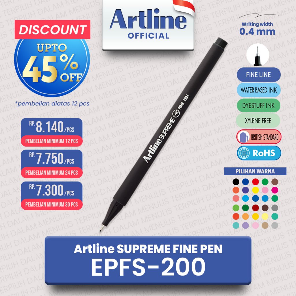 

(LIVE) PROMO Pulpen Spidol Writing Supreme Fine Pen EPFS-200 Artline 2