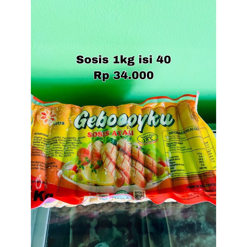 

Gebooyku Sosis Ayam 1kgisi40