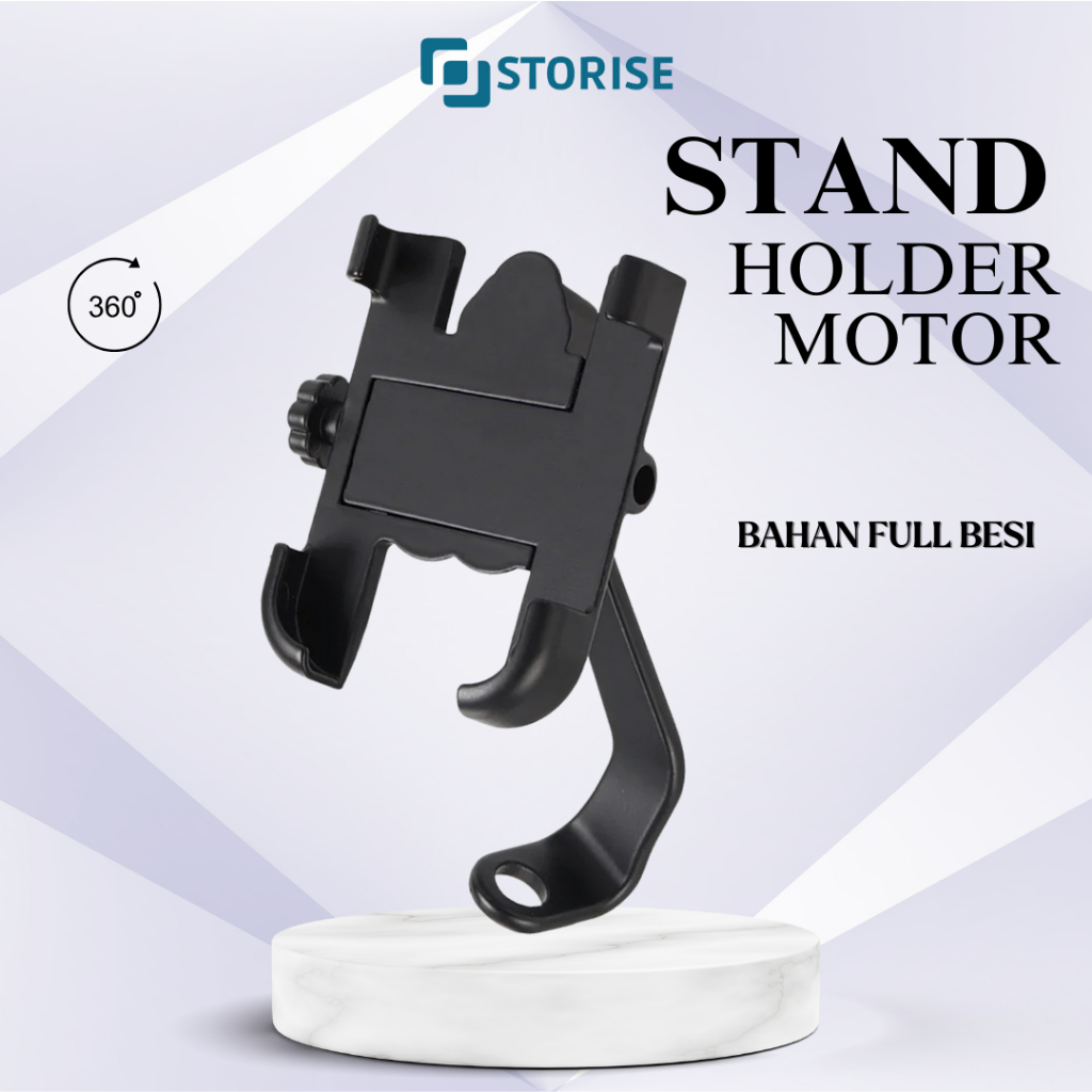 PRM STORISE Holder HP Motor Besi Anti Getar dan Anti Air untuk Spion Motor dan Sepeda