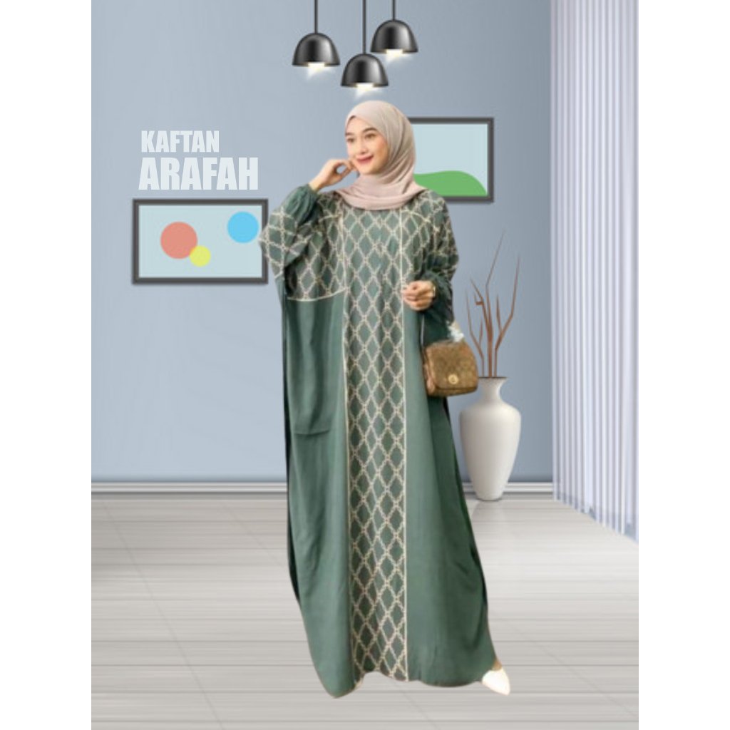 Daster Kaftan Gamis Hijab Rayon Premium - Kaftan Arafah - Gamis Daster Hijab Busui - Dress Kekinian