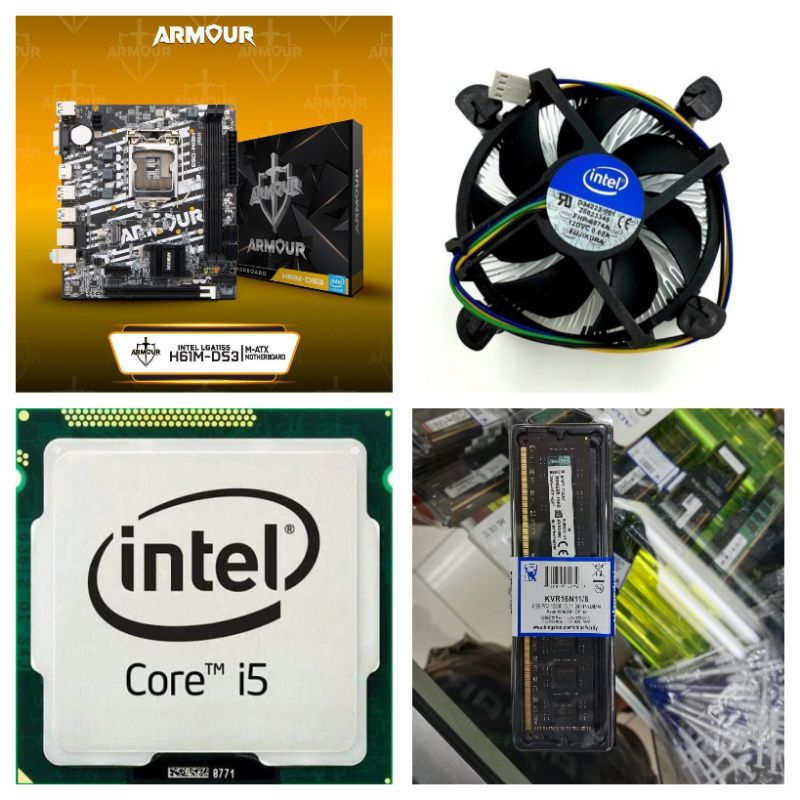 PAKET ARMOUR H61 + I5 3570 + RAM 8GB DDR3 + HSF FAN SOCKET 1155