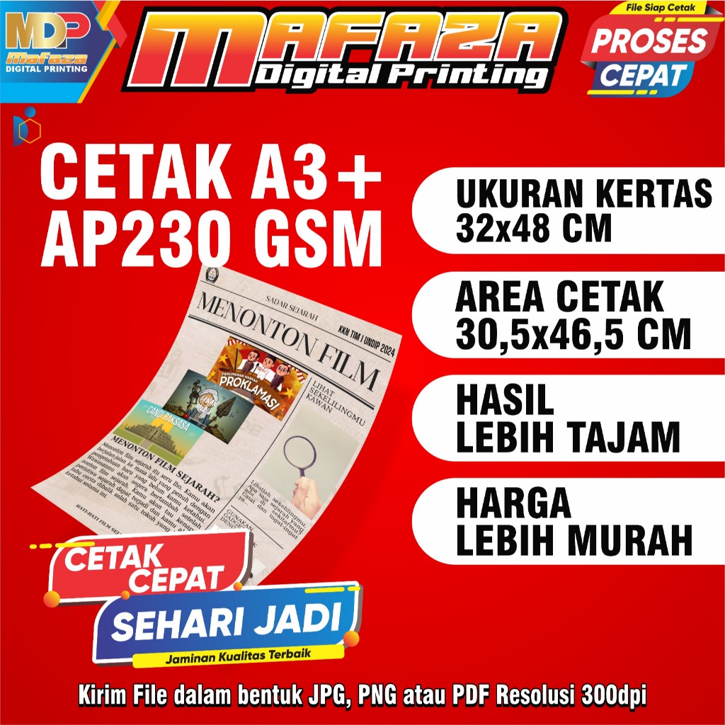 

CETAK A3+ ART CARTON 230 GSM MURAH / POSTER / COVER BUKU / PRINT A3+ ART CARTON 230 GSM