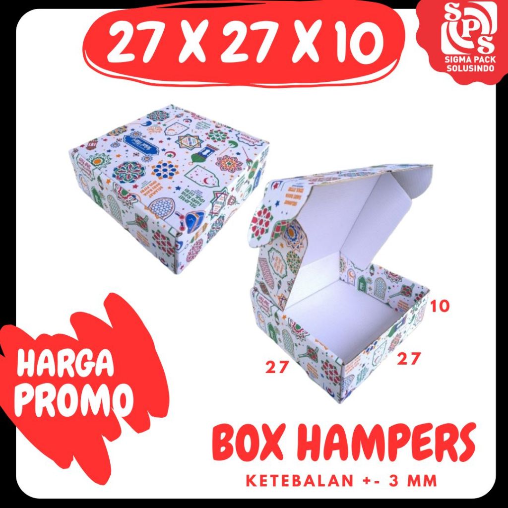 

Box Lebaran 27x27x10 LS Kardus Hampers / Dus idul Fitri Packing/Karton/Polos/Hampers/Baju Kue Kering Oleh_Oleh Polos/Motif