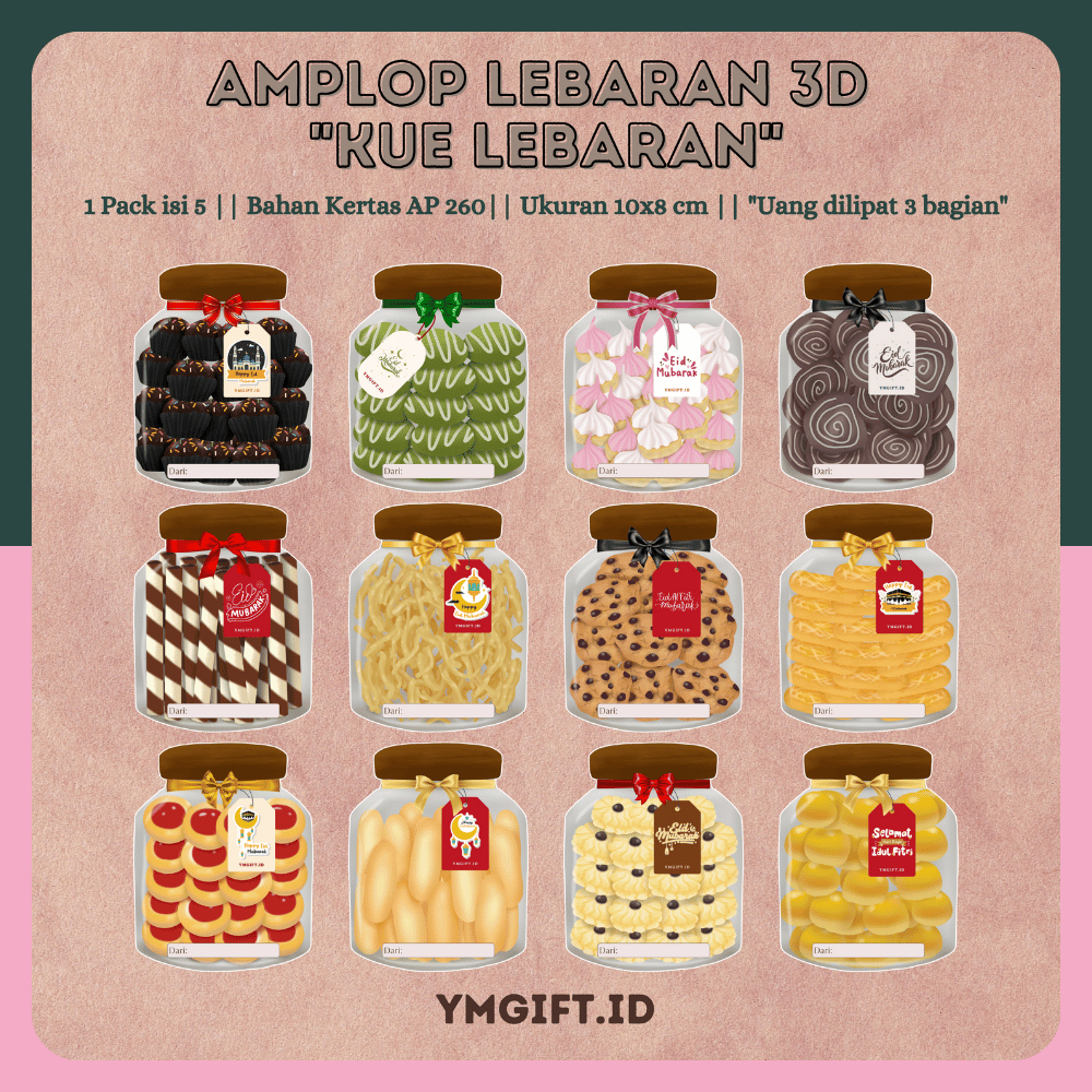 

[READY STOCK] Amplop angpau lebaran 3D terbaru motif series toples kue kartun lebaran idul fitri THR premium unik gemoy lucu viral kekinian bahan AP tebal limited edition