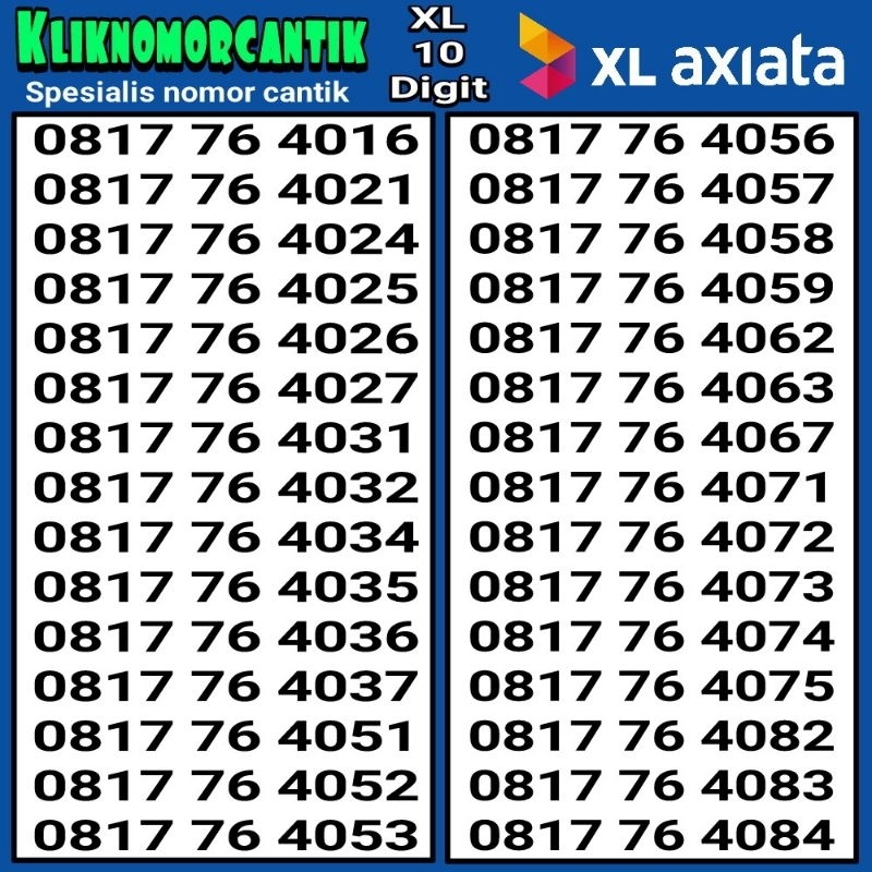 Nomor Cantik XL 10 digit Kartu perdana XL Axiata 10 digit.1