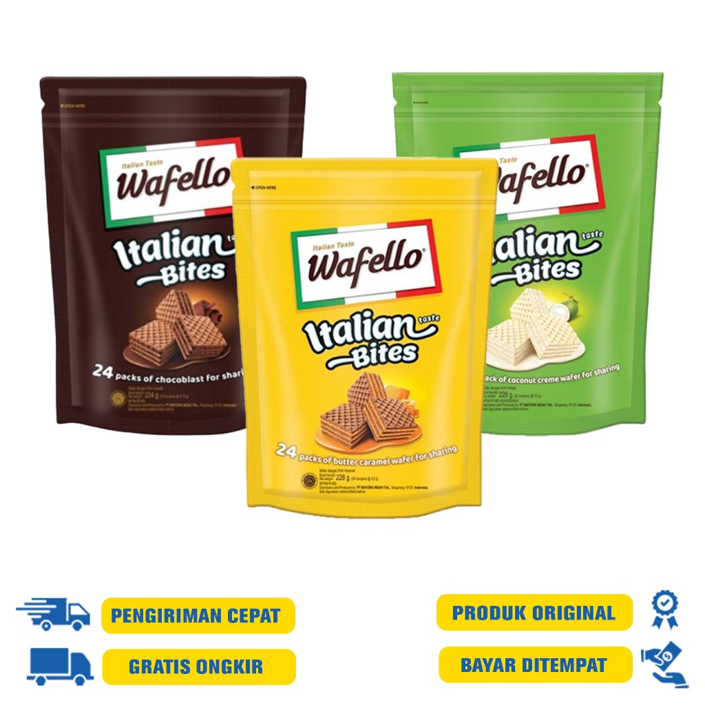 

WAFELLO WAFER POUCH - COKLAT 234 G.R | COCOCNUT 228 G.R | BUTTER CARAMEL 228 G.R