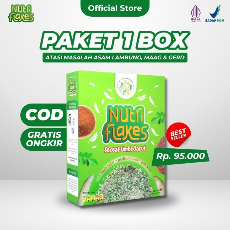

Paket 1 Box NutriFlakes Sereal Umbi Garut No.1di Indonesia Original