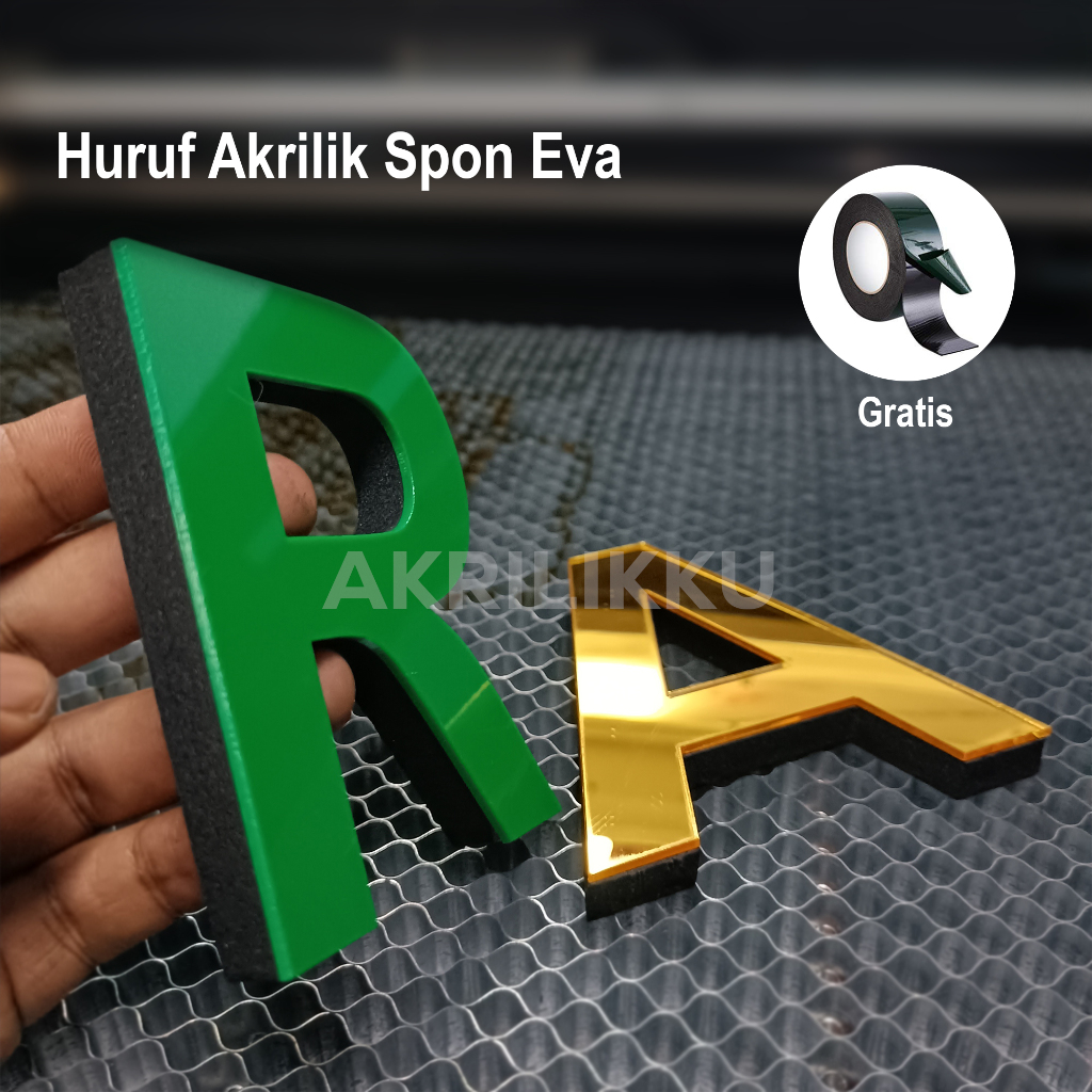 Custom Huruf Akrilik Spon Eva | Huruf Timbul | Huruf Akrilik Warna | Nama Akrilik Timbul Laser Cutti