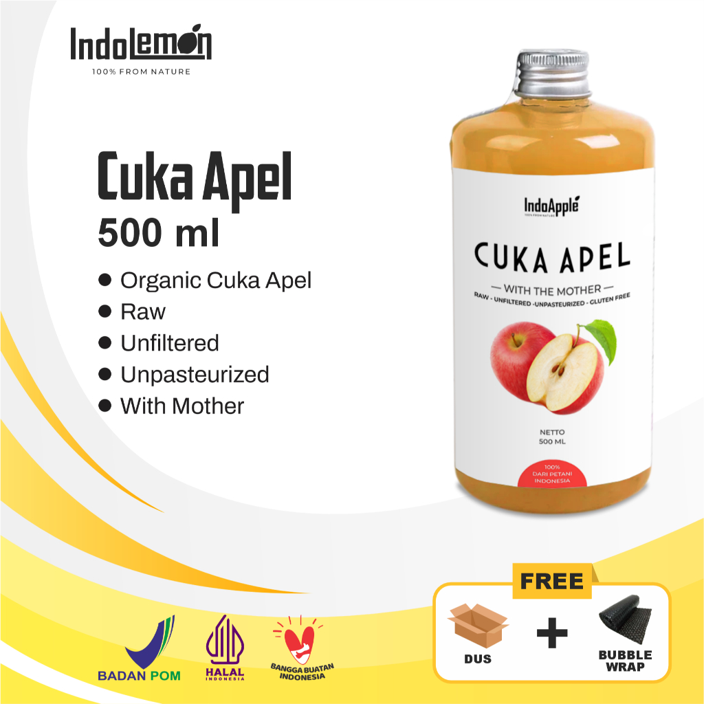 

IndoApple - Cuka Apel Original 500ml / Organik Apple Cider Vinegar With The Mother Untuk Diet Detox