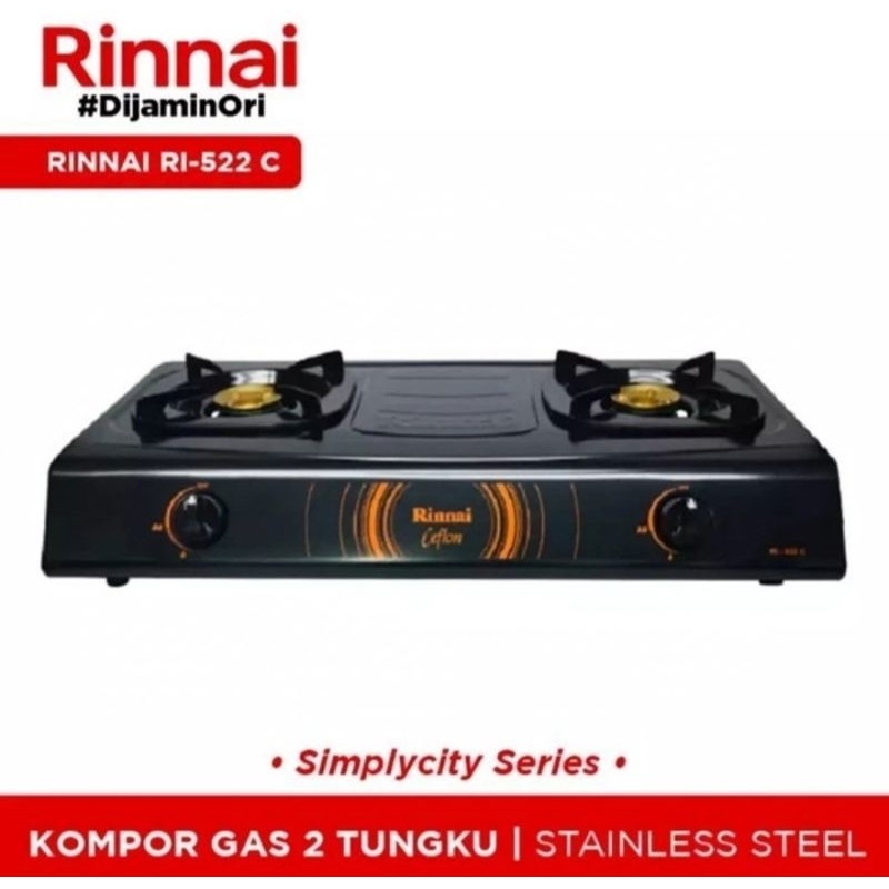 KOMPOR RINNAI 2 TUNGKU RI-522C CEFLON KOMPOR RINNAI 2TUNGKU 522C