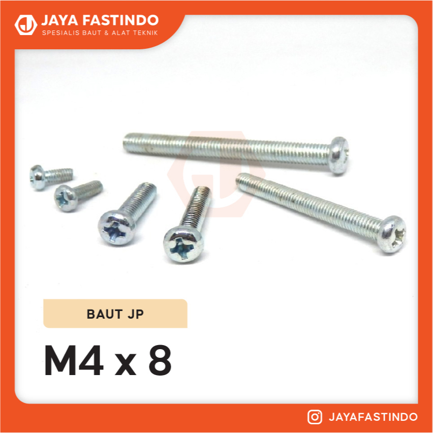 [GROSIR] BAUT JP M4X8 / MACHINE SCREW M4X8 / BAUT PAN HEAD 4X8 KEPALA OBENG (+)