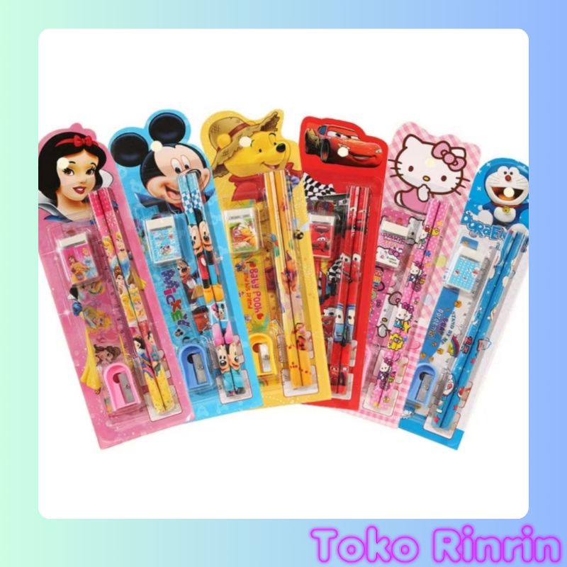 

Rinrin Pensil Set Anak 5 in 1 Set Alat Tulis Pensil Lucu Dan Penghapus Untuk Tempat Pensil Buku Tulis Sekolah