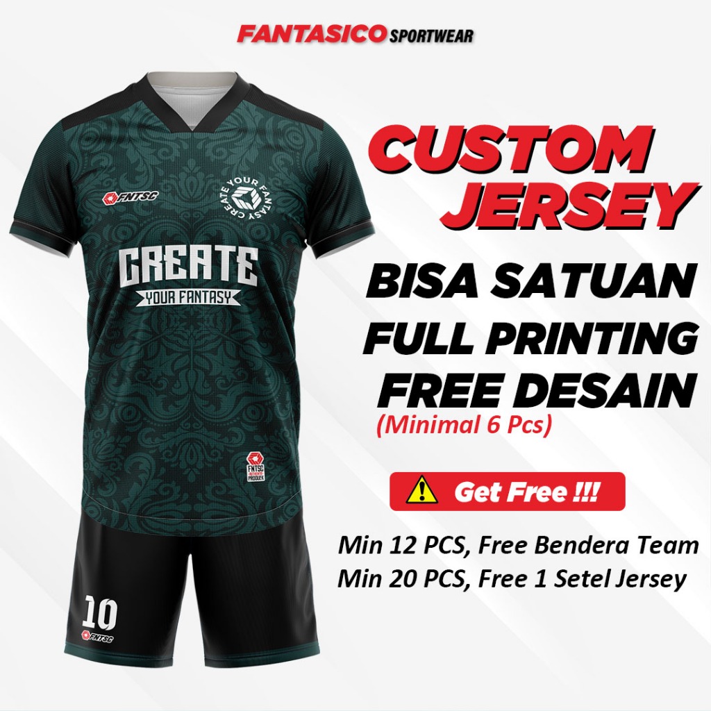 Fantasico Jersey Printing Futsal Baju Kaos Dmnt Jersy Jersey Printing Futsal Bola Volly Voli Olahrag