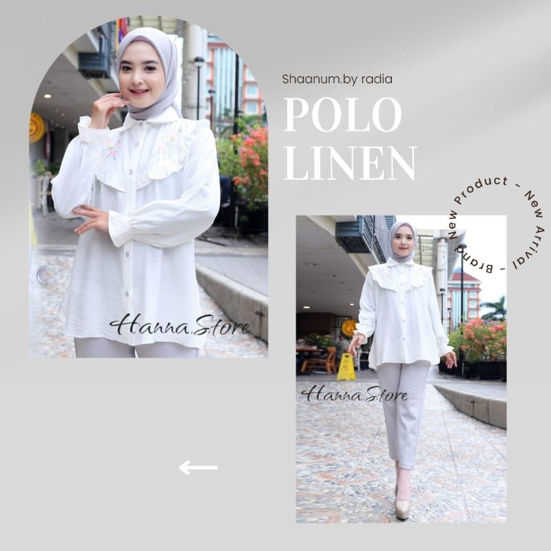 Shaanum Blouse Katun Polo Linen Bordir Motif Bunga