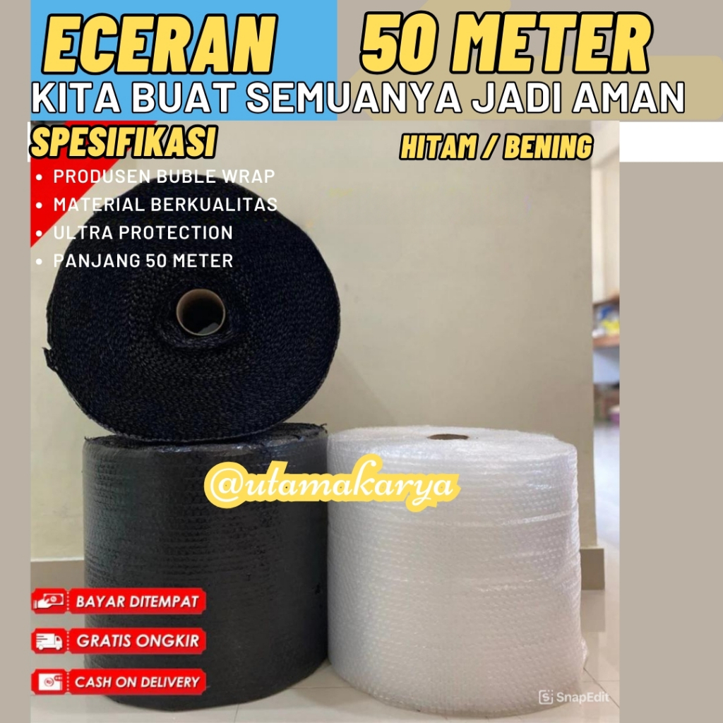 

BUBLE WRAP 25 CM x 50 METER PACKING BUBLE PLASTIK GELEMBUNG