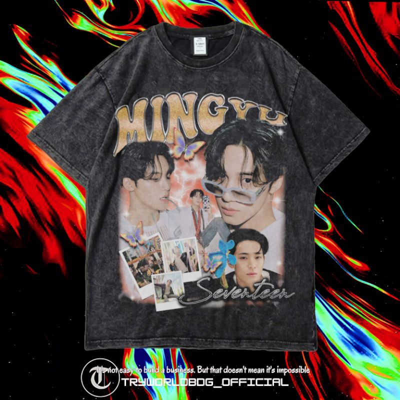 TRYWORLDBDG OFFICIAL "MINGYU" KAOS OVERSIZED | KAOS WASHED | STONE WASH | OVERSIZED T SHIRT | KAOS M