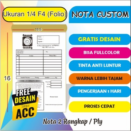 

Aldina nota kontan 2 ply dan 1 ply ukuran polio ¼ Custom request nama toko instansi lembaga bahan NCR Carbon