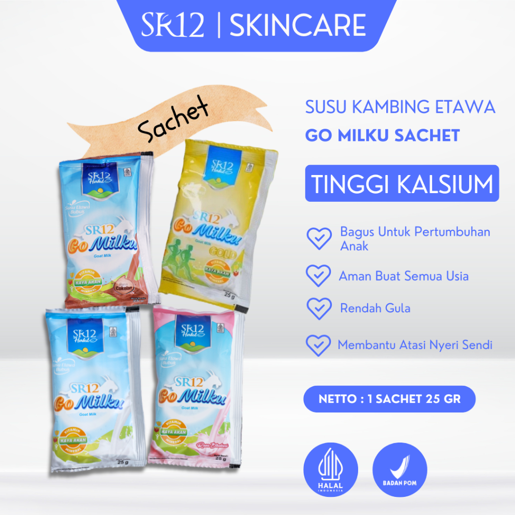 

Go Milku SR12 Susu SACHET 25gr GOMILKU Gold Original Cokelat Stroberi Susu Kambing Etawa ASLI HALAL BPOM