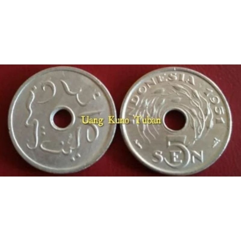 Uang Kuno Koin 5 Sen Bolong