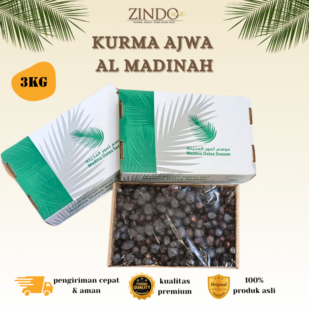 

KURMA AJWA 3KG PREMIUM / KURMA AJWA MADINA DATES SEASON / KURMA GRADE A / KURMA NABI