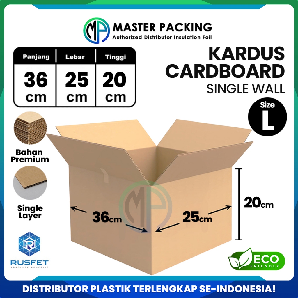 

Kardus Box Packing Dus 36 x 25 x 20CM Karton Single Layer Coklat Polos Harga Ecer Satuan - Rusfet