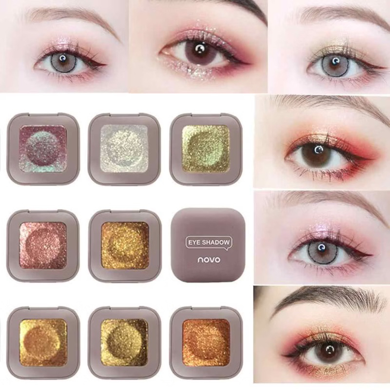 NOVO (Eye Makeup Single Color Shimmer Eyeshadow Shine Glitter Eye Shadow