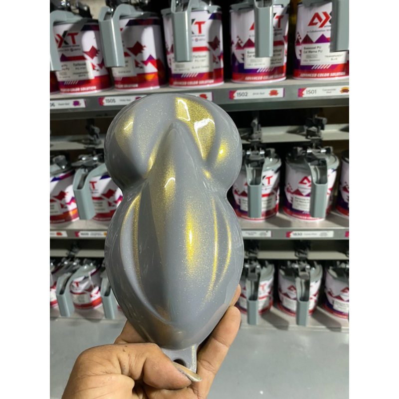 cat dasar nardo grey + special effect gold PU AXT (partikel kasar)