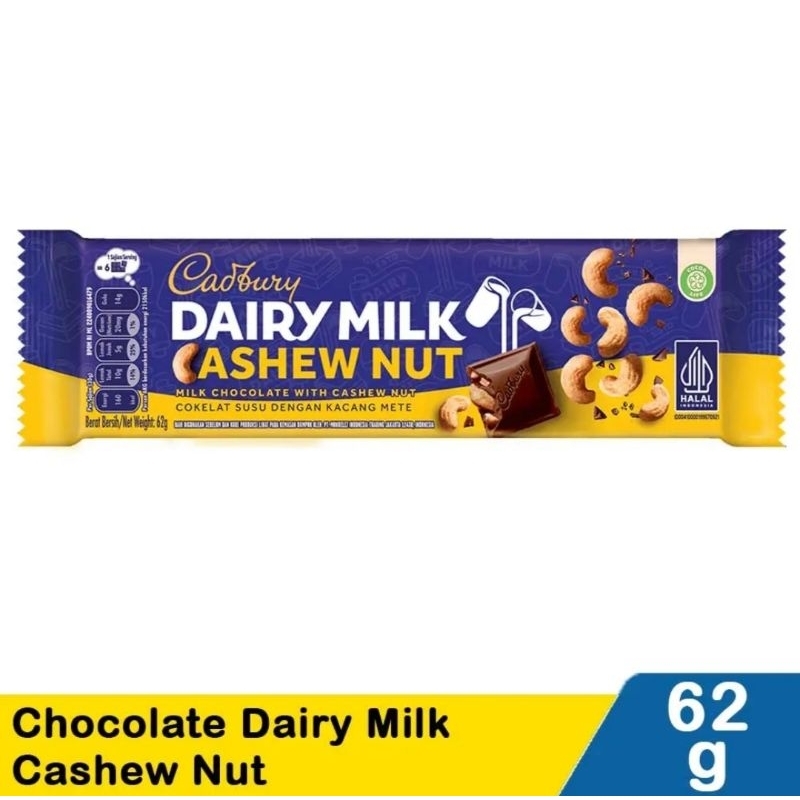 

Cadbury Dairy Milk Cokelat Cashew Nut 62g