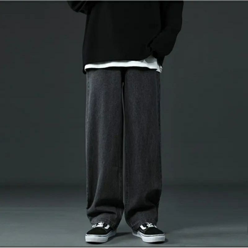 Jeans Pria Baggy Pants Korean Style Oversize Loose Blue Jeans Straight Kulot Boyfriend Celana jeans 