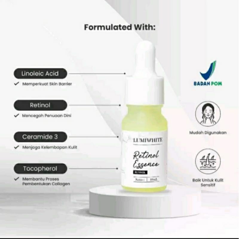 LUMIWHITE RETINOL ESSENCE 10 ml || LUMIWHITE SERUM PEMUTIH || SERUM LUMIWHITE 20ml