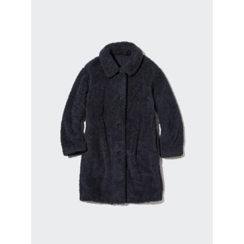 [NEW] UNIQLO Windproof Outer Single Breasted Fleece Coat - DARK GRAY