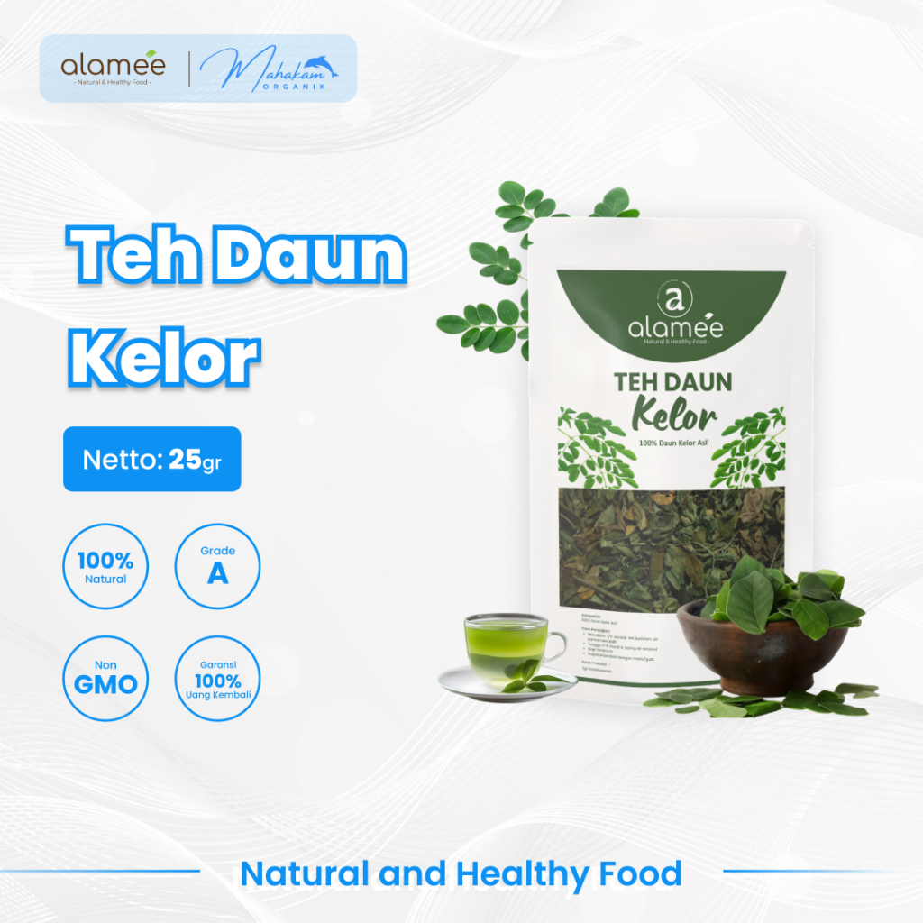 

ALAMEE Moringa Tea Teh Daun Kelor Herbal Alami Flower Asli Kering Organik Leaf Leaves 25gr