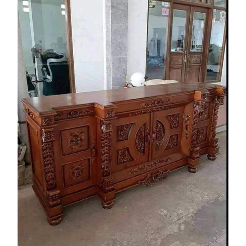 BUFET TV JATI UKIR JATI MEWAH KLASIK FURNITURE JEPARA