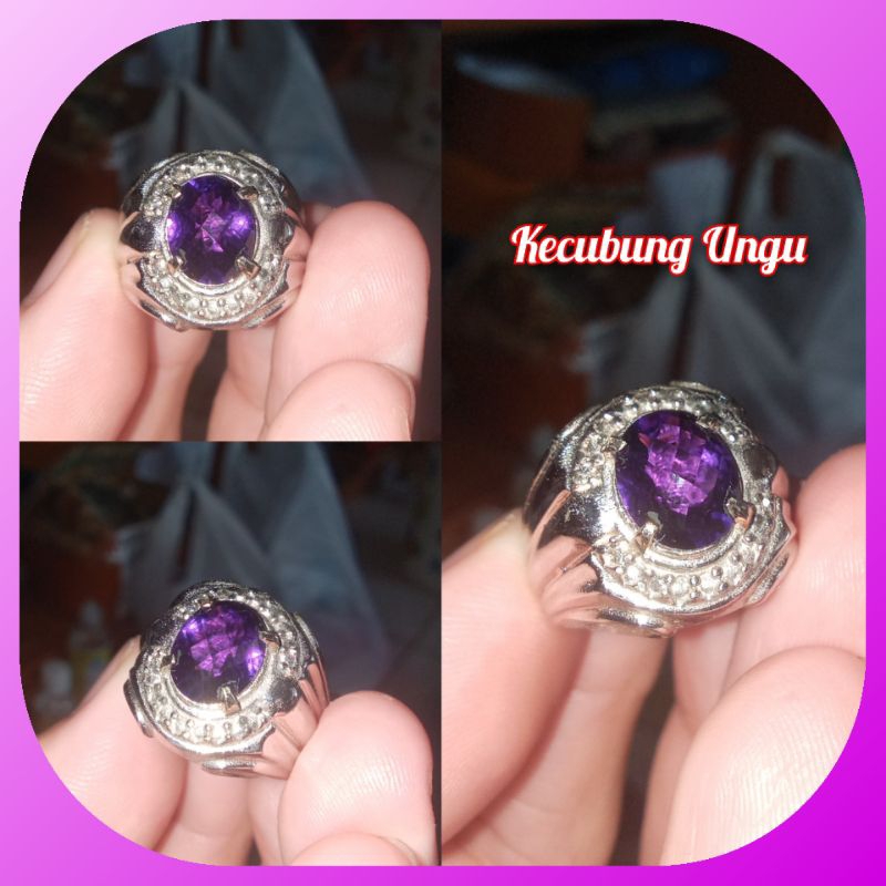 Cincin Kecubung Ungu Tua Permata Top Natural