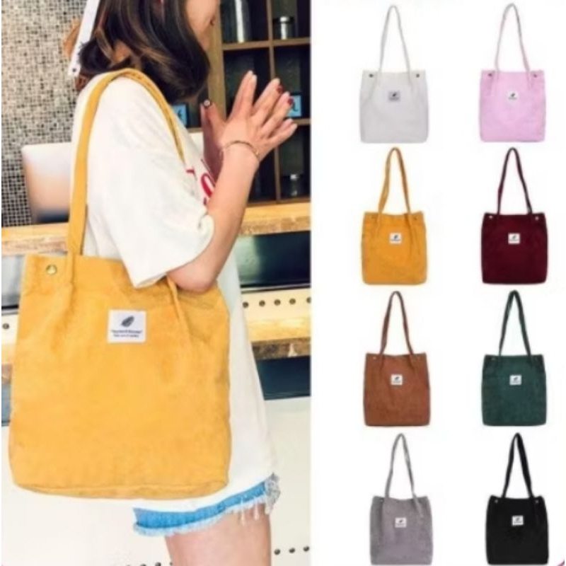 TAS TOTE BAG CURDOROY PREMIUM TAS SELEMPANG KANVAS TOTE BAG