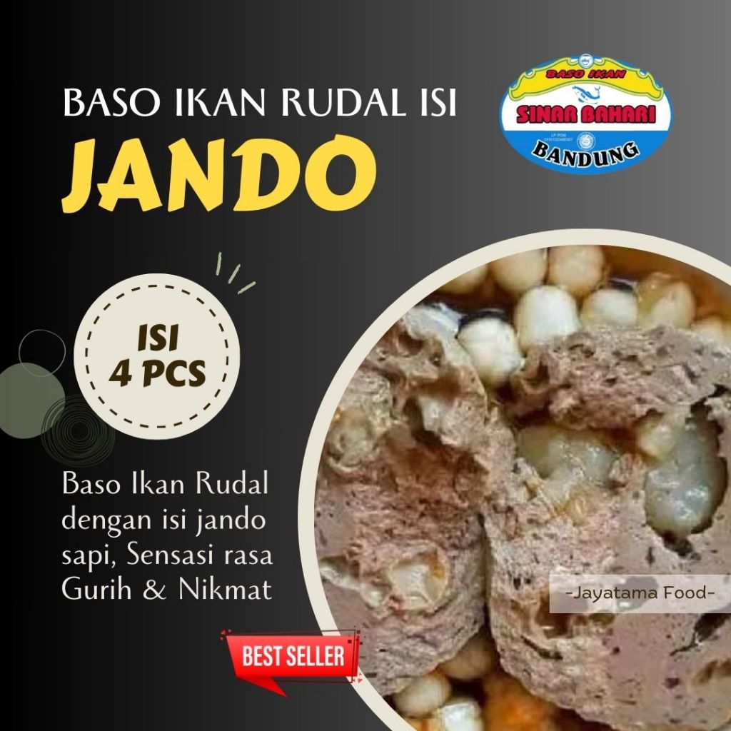 

Bakso Ikan Rudal Sinar Bahari Varian isi Jando / Tetelan Isi 4 Pcs