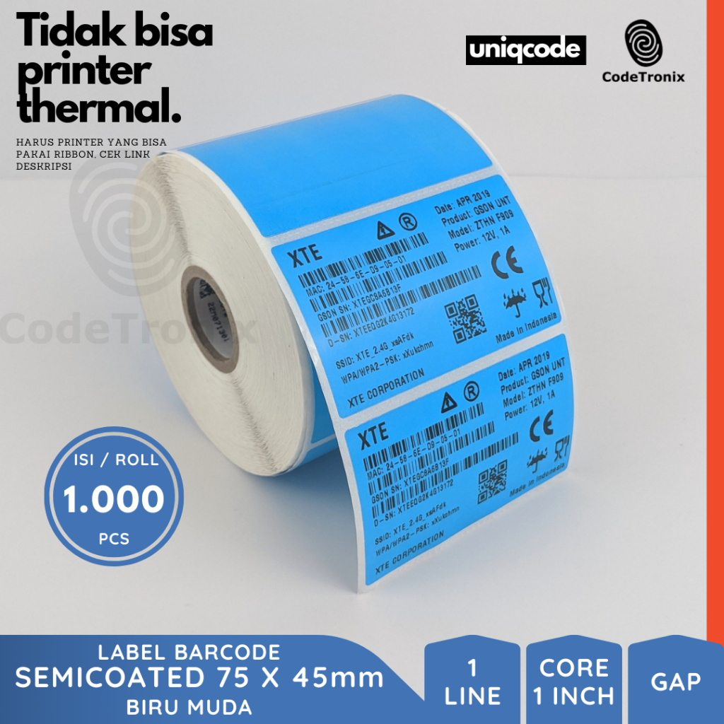 

Uniqcode Label Semicoated 75x45 1 Line Barcode Warna 1000pcs