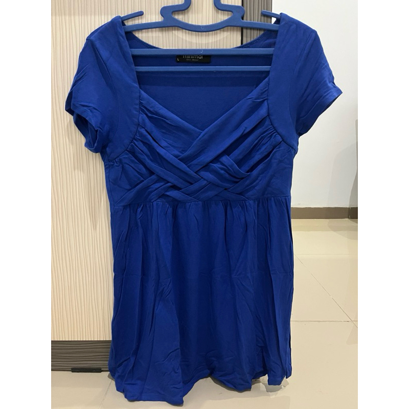 PRELOVED KNIT WEAR BODY FIT V-NECK BIRU ELEKTRIK