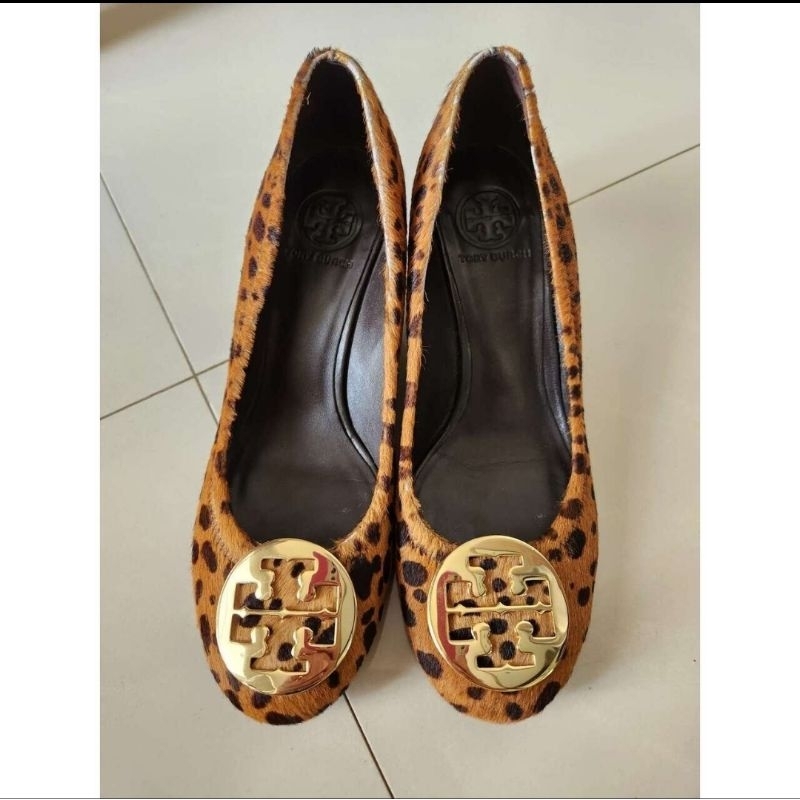 Tory Burch Fur Brown Wedges sepatu wanita heels wedges second preloved