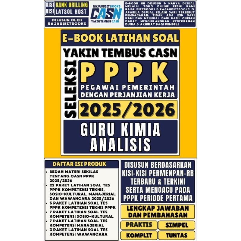 LATIHAN SOAL TES PPPK GURU KIMIA ANALISIS TENAGA PENDIDIK TERBARU DAN TERLENGKAP