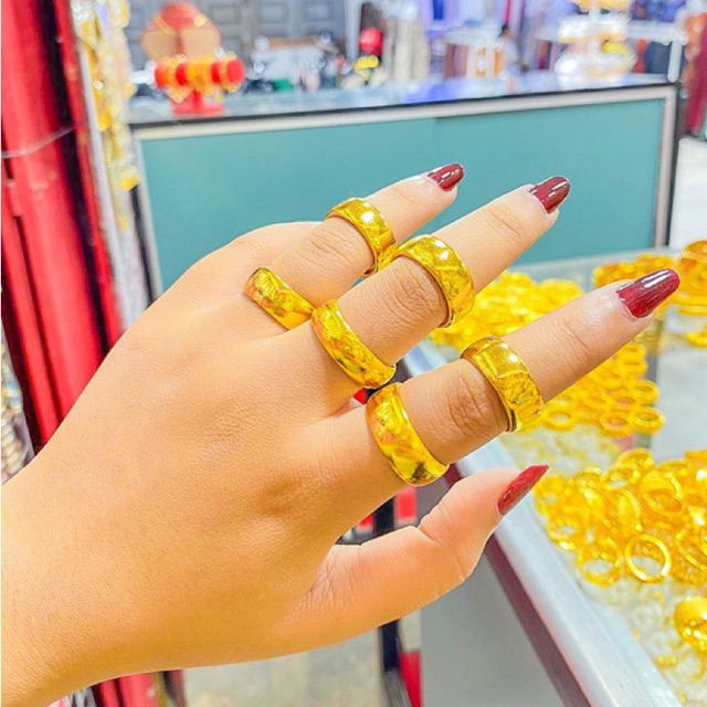 cincin tunangan polos Lapis Emas 24krt Crum Emas Muda Cincin Cewek Replika Premium Gold