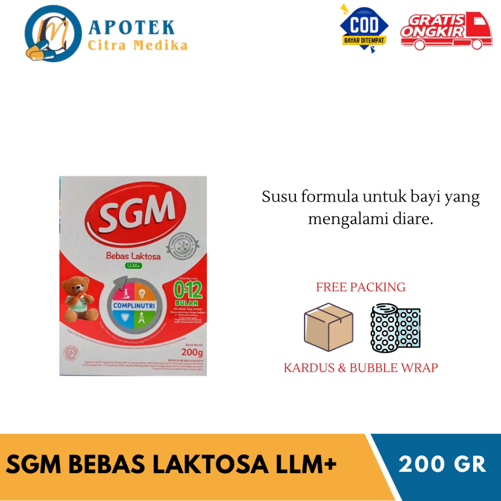 SGM BEBAS LAKTOSA (LLM+ 200GR) - MEREDAKAN DIARE BAYI