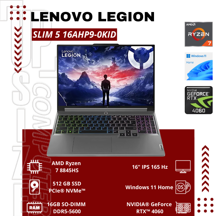 LENOVO Legion Slim 5 16AHP9 - 0KID-AMD Ryzen 7-16GB 512GB RTX4060