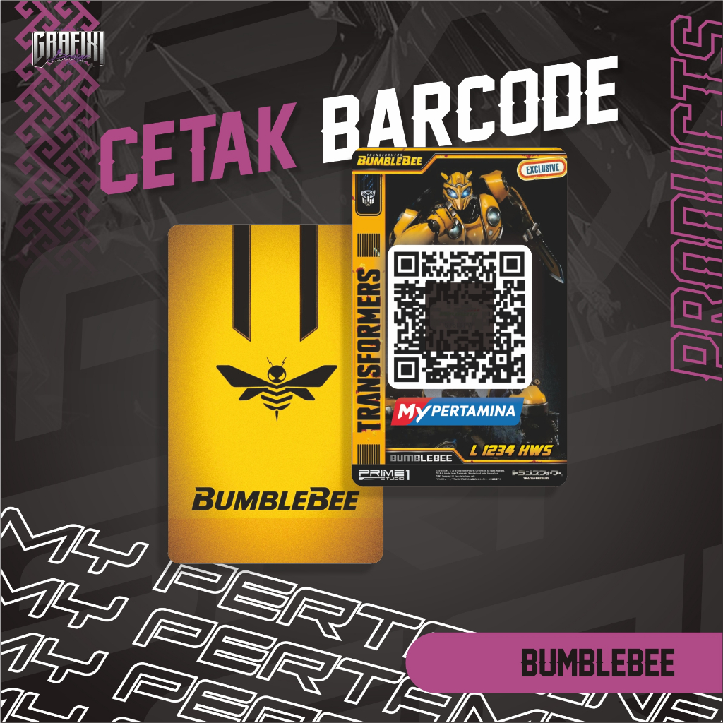 

CETAK BARCODE MY PERTAMINA KARTU PVC TEMA BUMBLEBEE CUSTOM 2 SISI